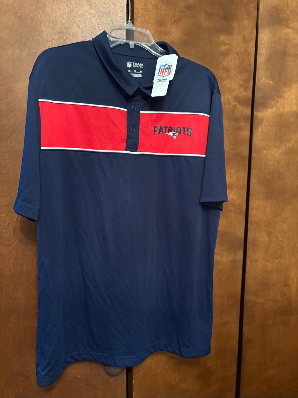 NFL Patriots Navy and Red Men's Polo